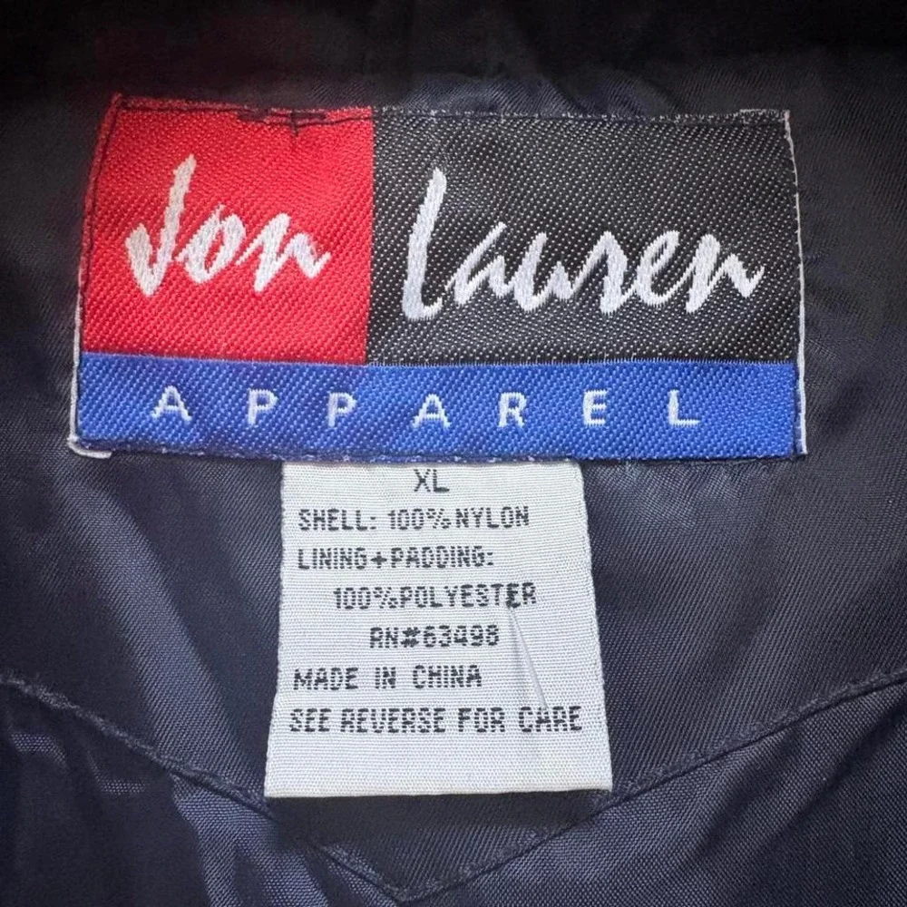Jon Lauren Puffer Jacket Coat Vintage 90s Y2K Blank Navy‎ Blue Men's XL Nylon